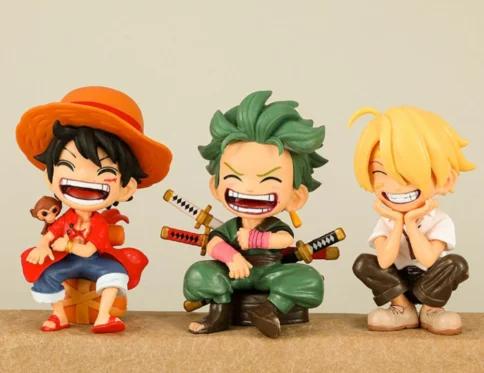 Luffy Zoro Sanji Chibi Sitting One Piece Action Figure