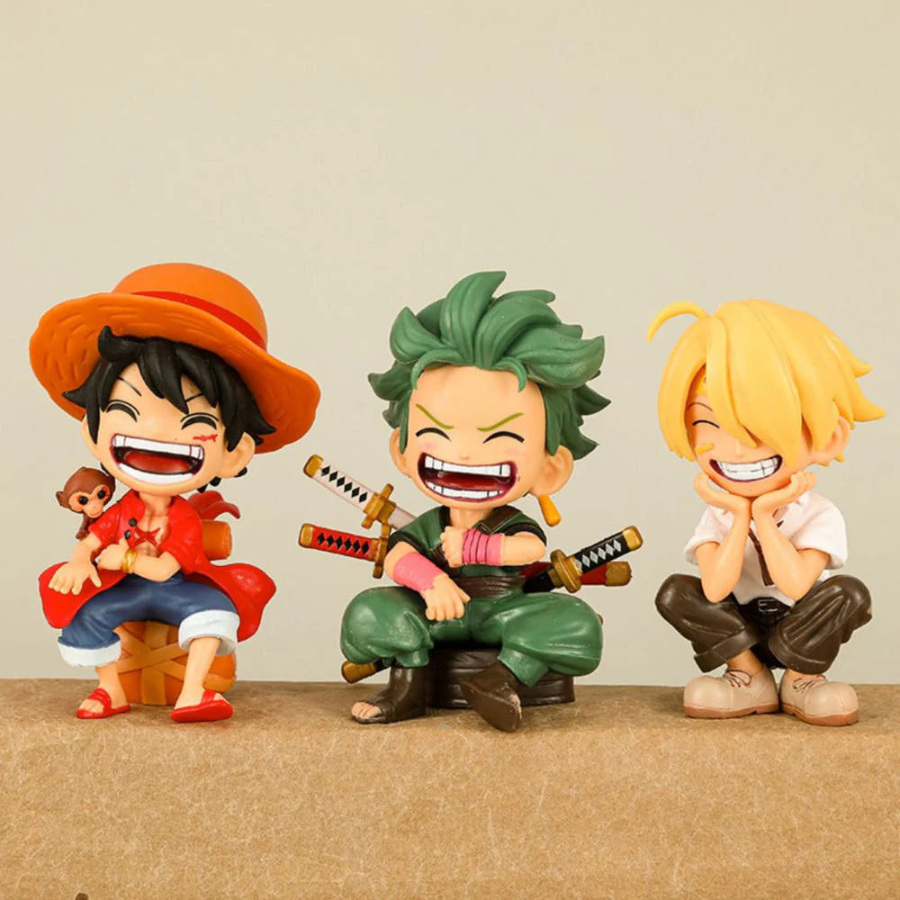 Luffy Zoro Sanji Chibi Sitting One Piece Action Figure