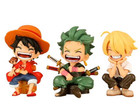 Luffy Zoro Sanji Chibi Sitting One Piece Action Figure