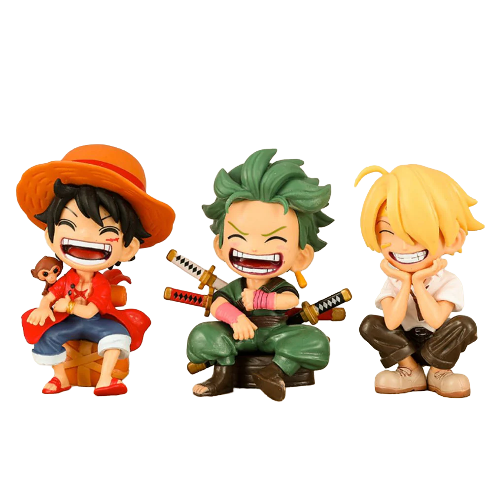 Luffy Zoro Sanji Chibi Sitting One Piece Action Figure
