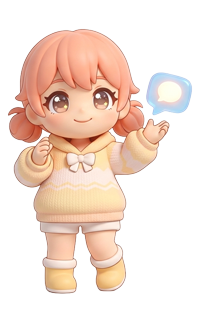 Cute character with pink hair.